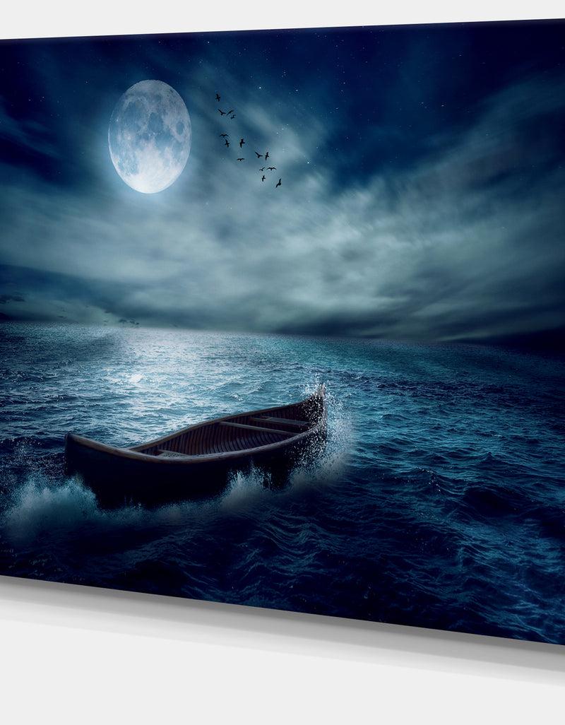 DesignQ Boat Driftinga Away From The Past - Extra Large Landscape Canvas Art Print