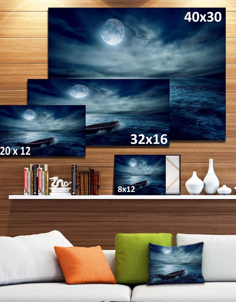 DesignQ Boat Driftinga Away From The Past - Extra Large Landscape Canvas Art Print