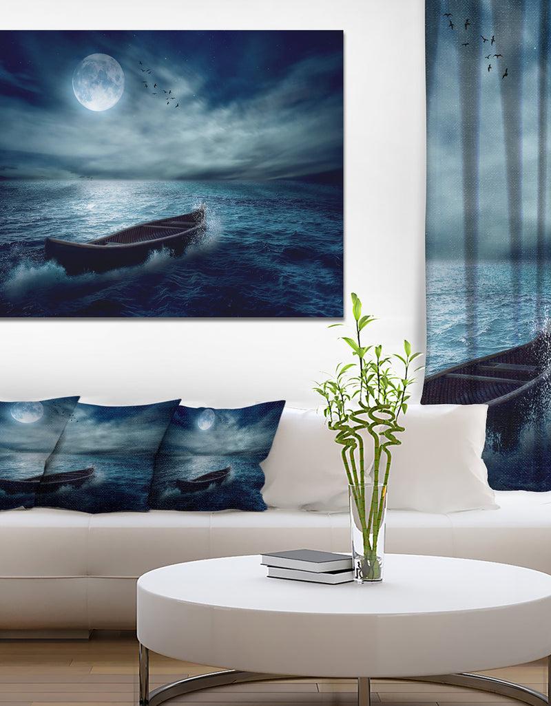 DesignQ Boat Driftinga Away from the Past - Extra Large Landscape Canvas Art Print