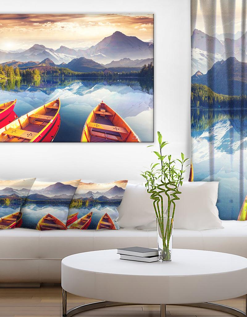 DesignQ Boats Heading to Lake - Landscape Canvas Art Print