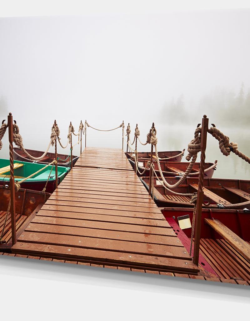 DesignQ Boats In Mysterious Fog - Boat Wall Artwork On Canvas