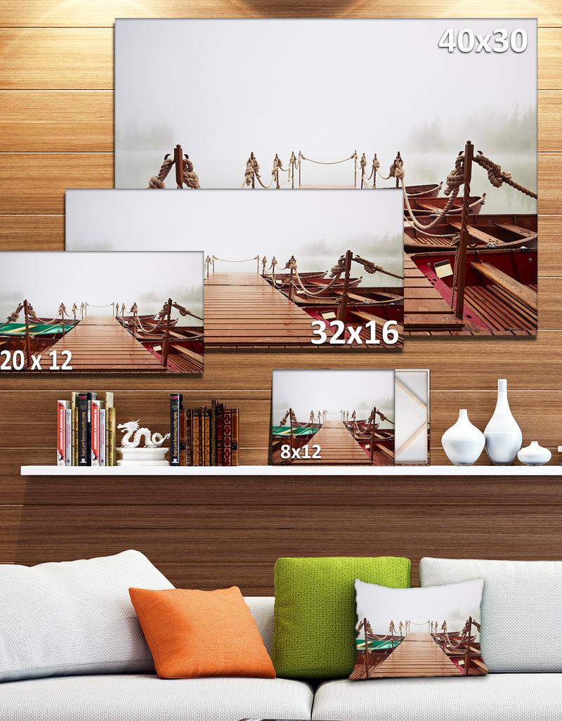 DesignQ Boats In Mysterious Fog - Boat Wall Artwork On Canvas
