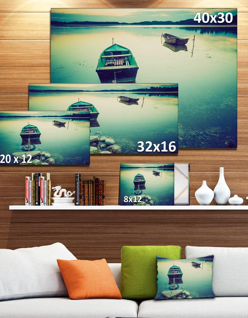 DesignQ Boats In Vintage Style Lake - Boat Canvas Artwork