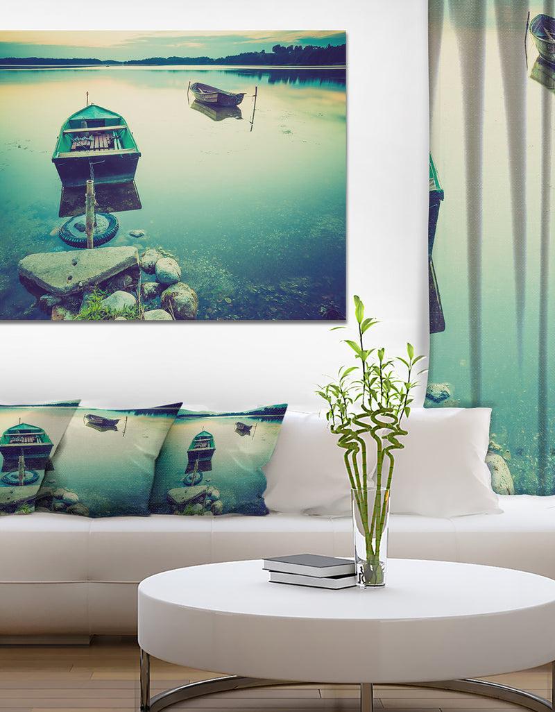 DesignQ Boats in Vintage Style Lake - Boat Canvas Artwork