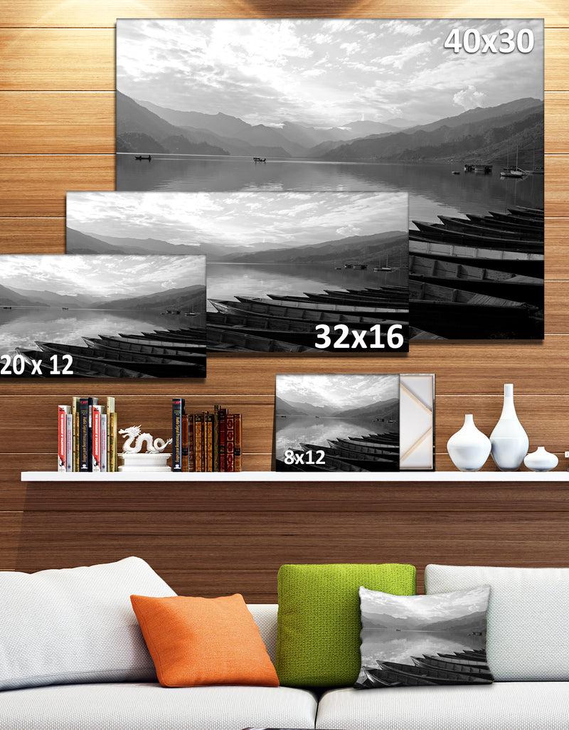 DesignQ Boats Lined Up On Pokhara Lake - Boat Canvas Artwork