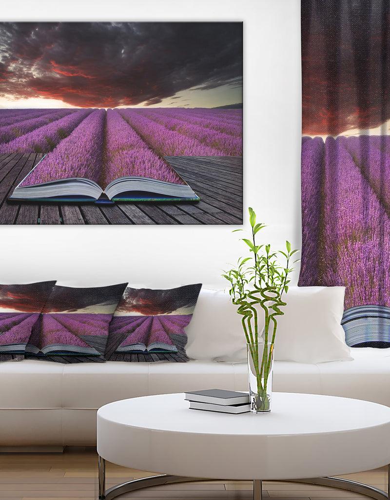 DesignQ Book Open to Lavender Field Floral Canvas Art Print