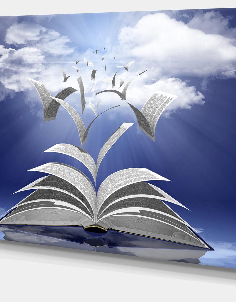 DesignQ Book Pages Skyward'Extra Large Abstract Canvas Art Print