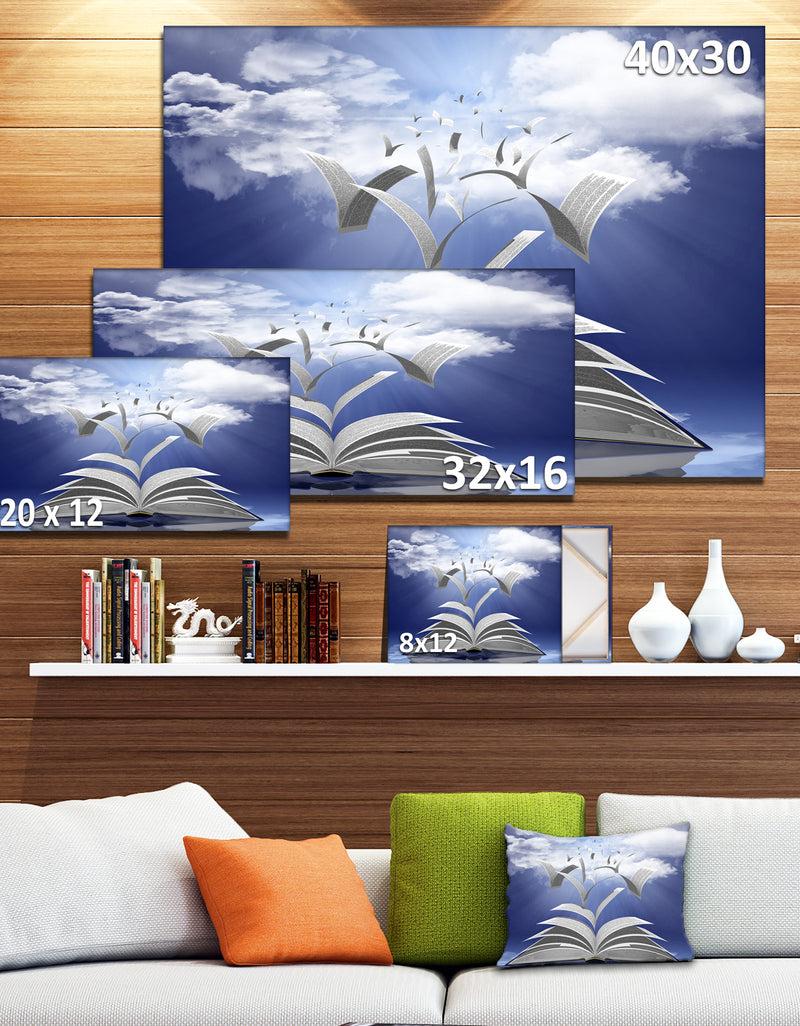 DesignQ Book Pages Skyward'Extra Large Abstract Canvas Art Print