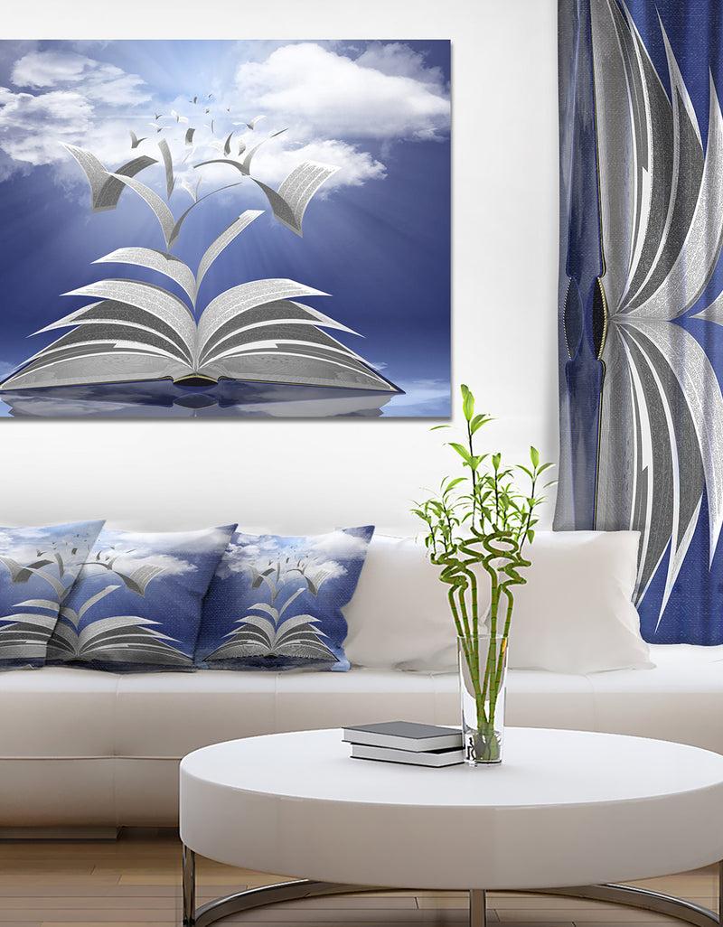 DesignQ Book Pages Skyward'Extra Large Abstract Canvas Art Print