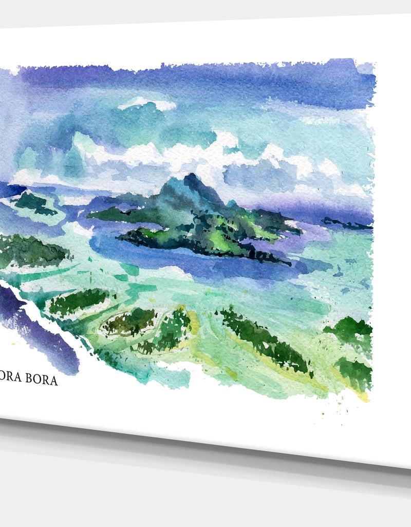 DesignQ Bora Bora Vector Illustration - Cityscape Painting Canvas Print