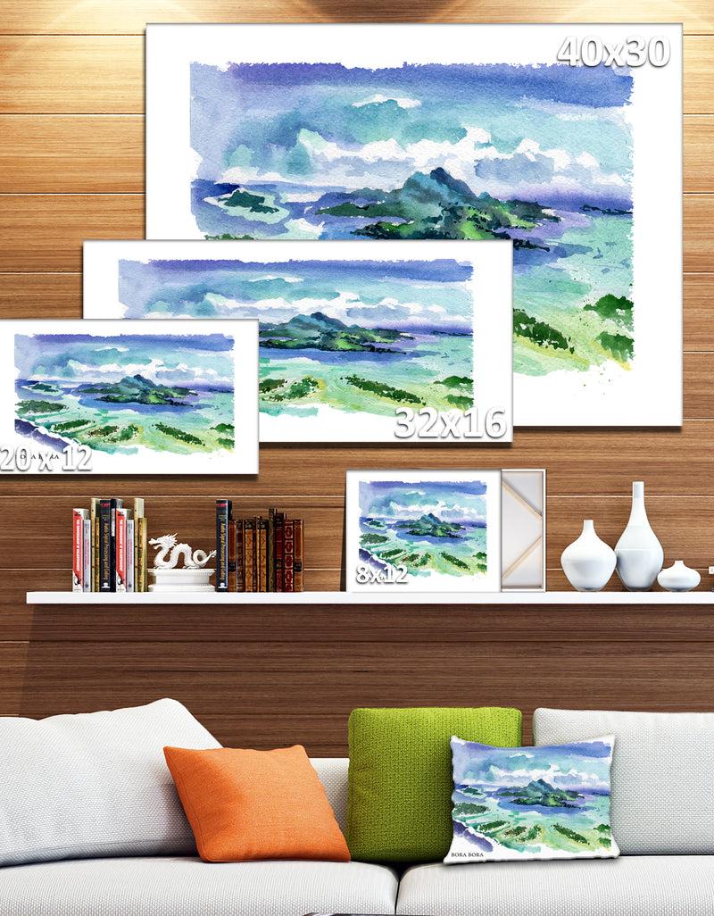 DesignQ Bora Bora Vector Illustration - Cityscape Painting Canvas Print