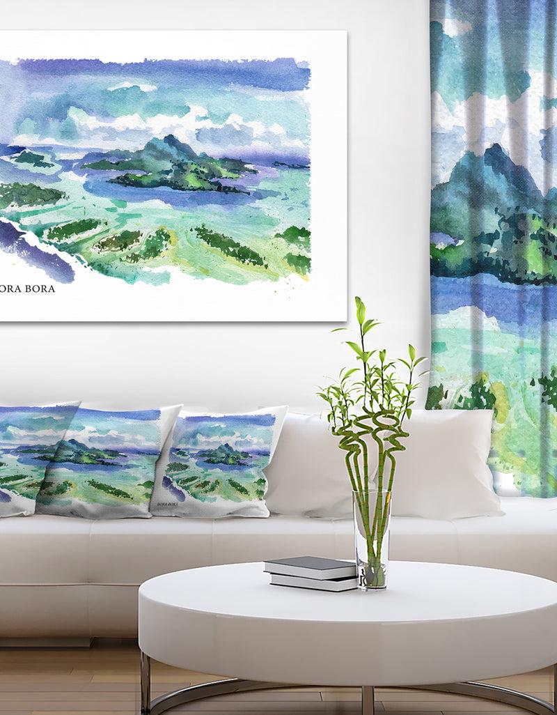 DesignQ Bora Bora Vector Illustration - Cityscape Painting Canvas Print