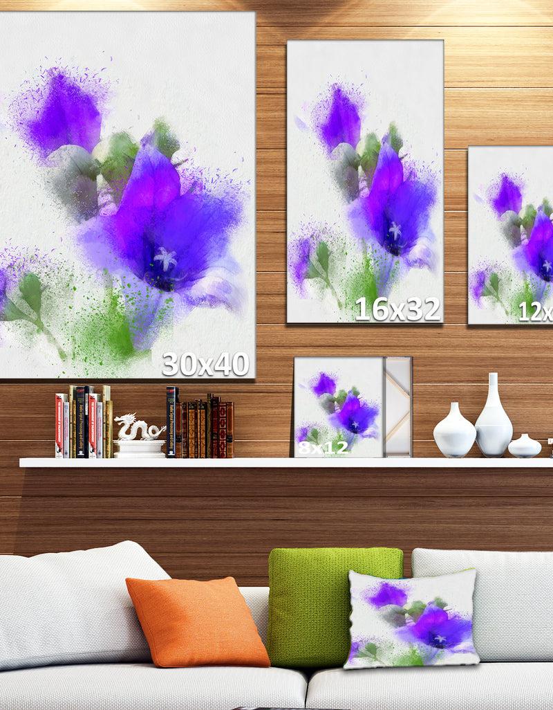DesignQ Bouquet Of Blue Watercolor Flowers - Floral Canvas Artwork Print