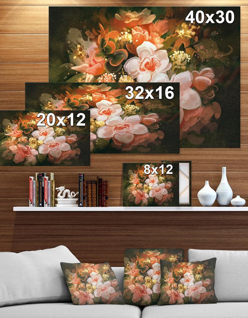 DesignQ Bouquet Of Flowers - Floral Painting Print On Wrapped Canvas