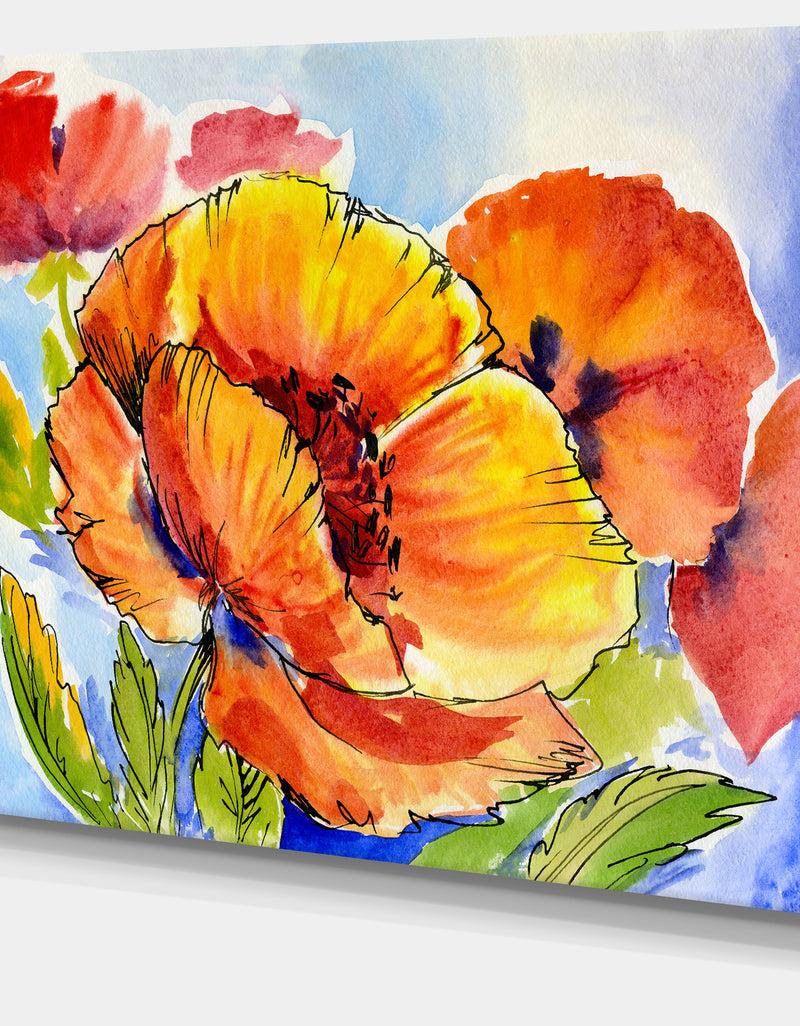 DesignQ Bouquet Of Full Blown Poppies - Floral Canvas Art Print