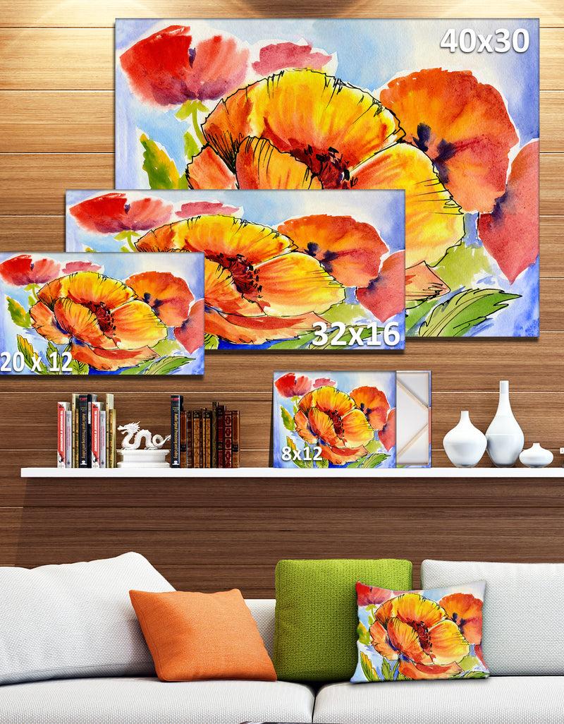 DesignQ Bouquet Of Full Blown Poppies - Floral Canvas Art Print