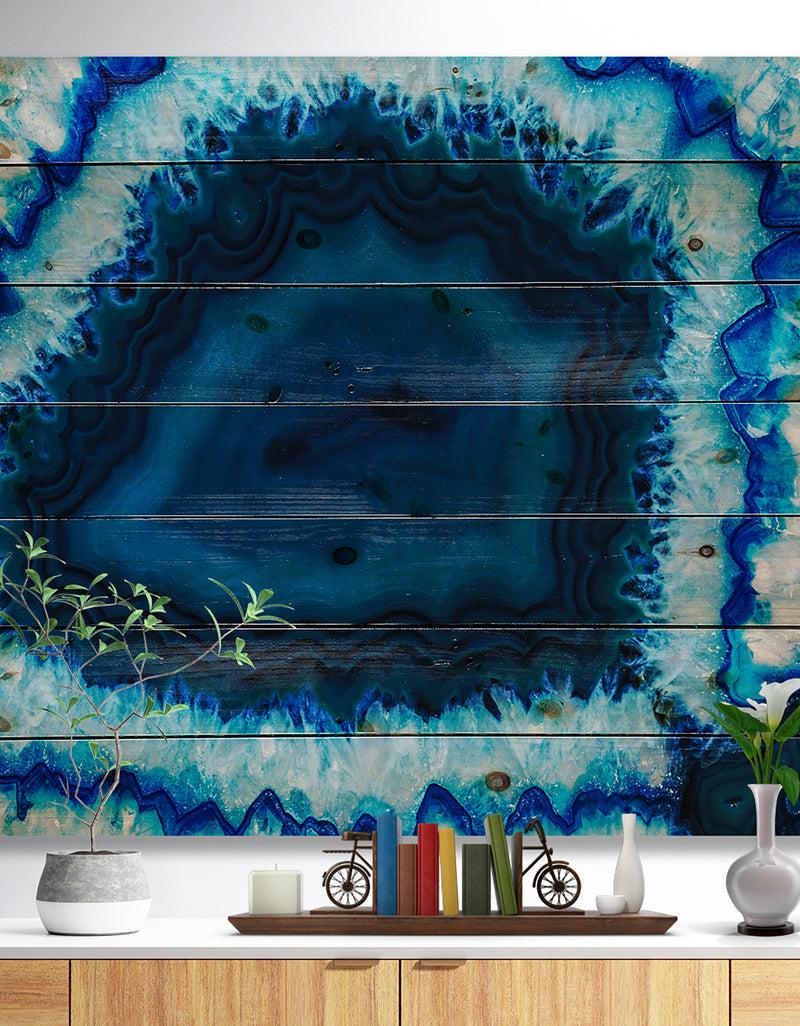 DesignQ Brazilian Thunder Egg - Abstract Print on Natural Pine Wood Print