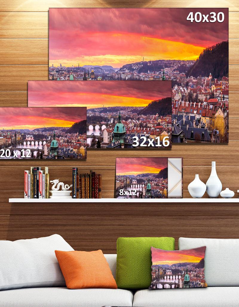 DesignQ Bridges In Prague Panorama - Landscape Wall Artwork