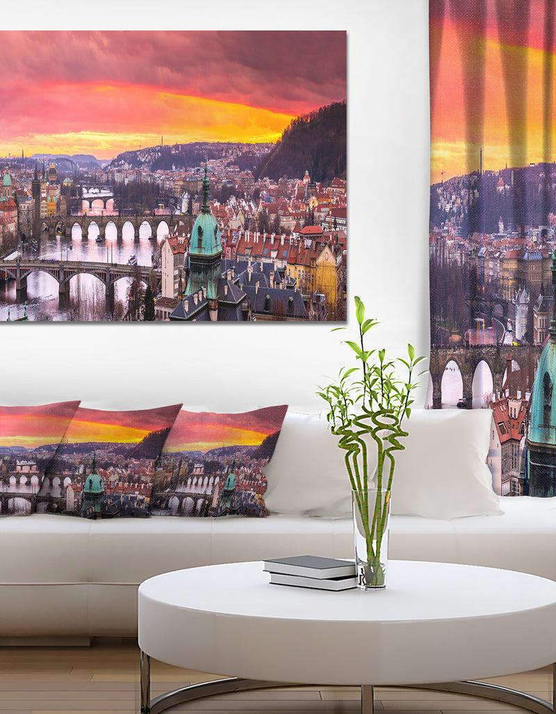 DesignQ Bridges in Prague Panorama - Landscape Wall Artwork