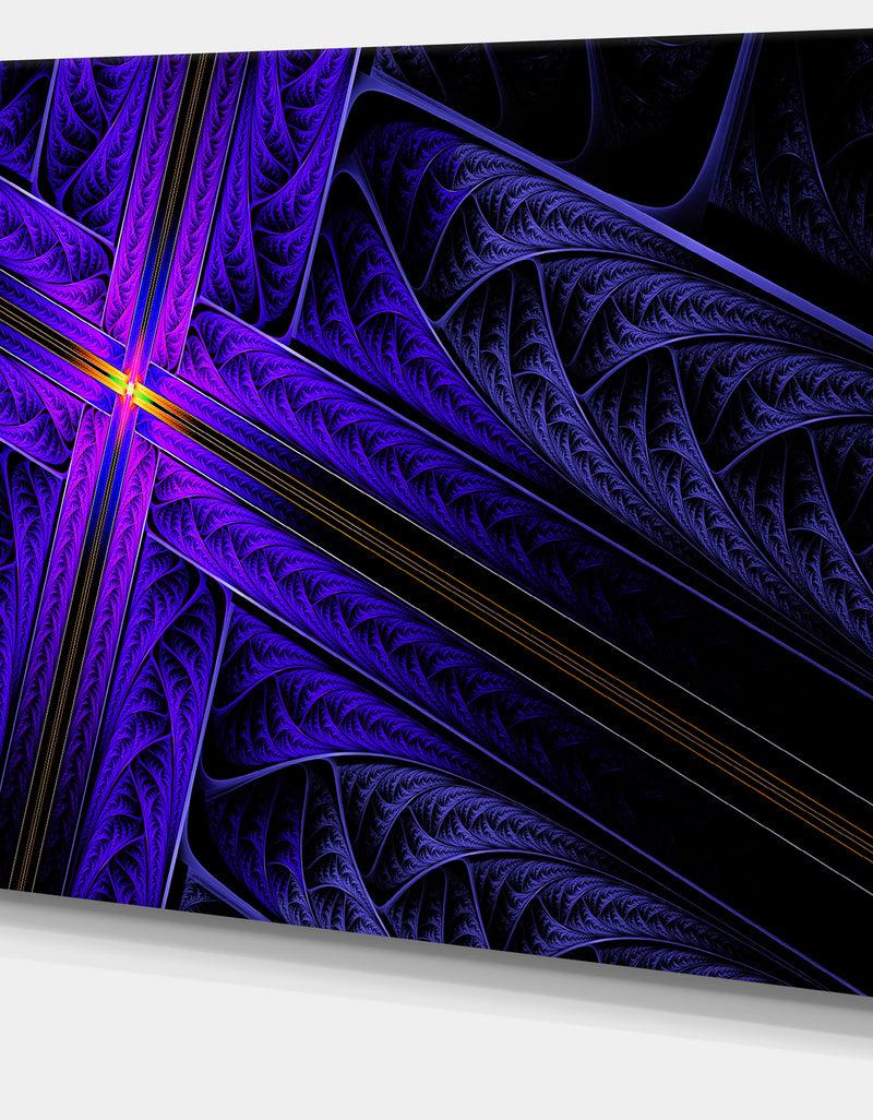 DesignQ Bright Blue Fractal Cross Design - Large Glossy Canvas Art Print