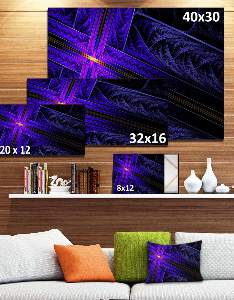 DesignQ Bright Blue Fractal Cross Design - Large Glossy Canvas Art Print