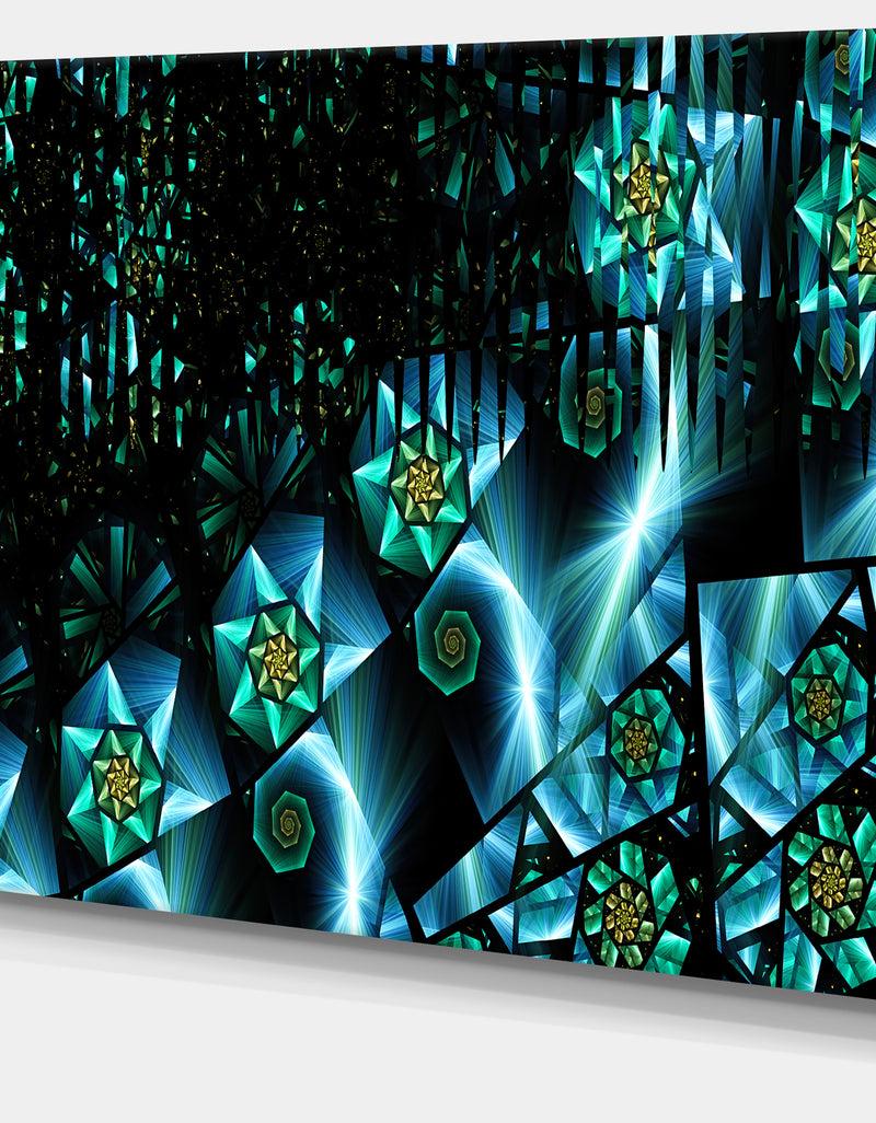 DesignQ Bright Blue Fractal Flowery Sky'Extra Large Abstract Canvas Art Print