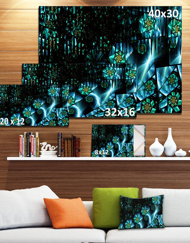 DesignQ Bright Blue Fractal Flowery Sky'Extra Large Abstract Canvas Art Print