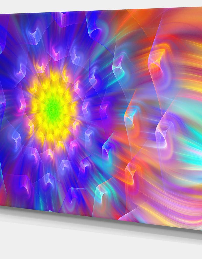 DesignQ Bright Blue Fractal Petals Dandelion - Floral Canvas Wall Art