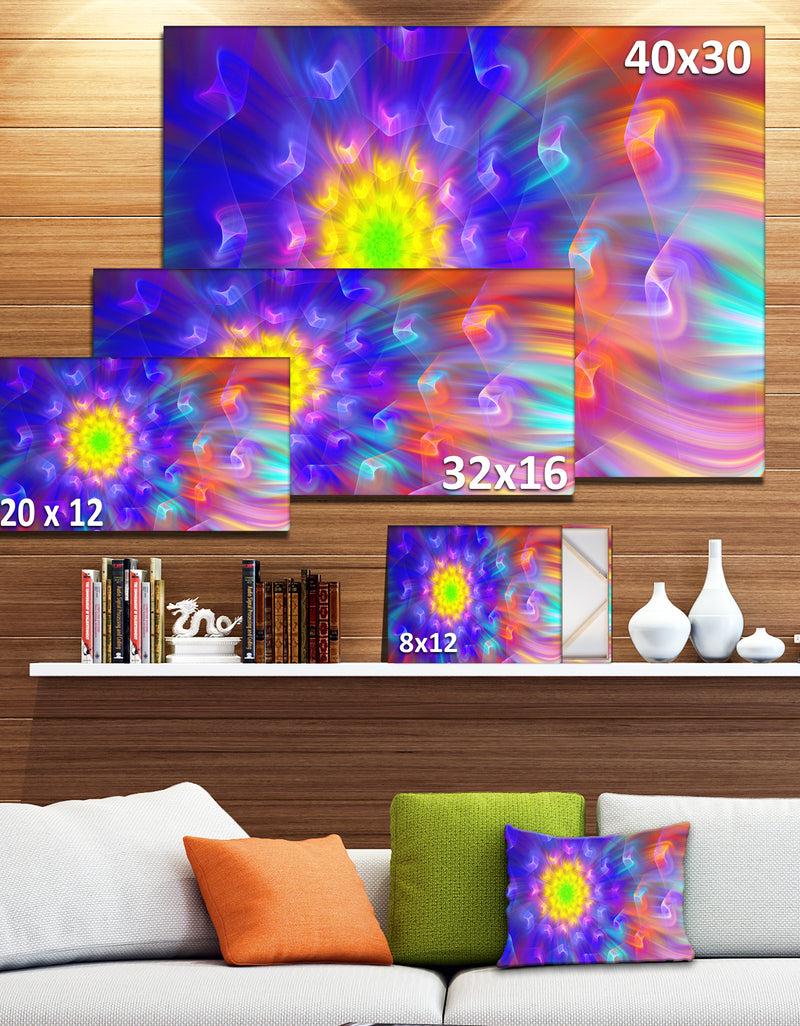 DesignQ Bright Blue Fractal Petals Dandelion - Floral Canvas Wall Art