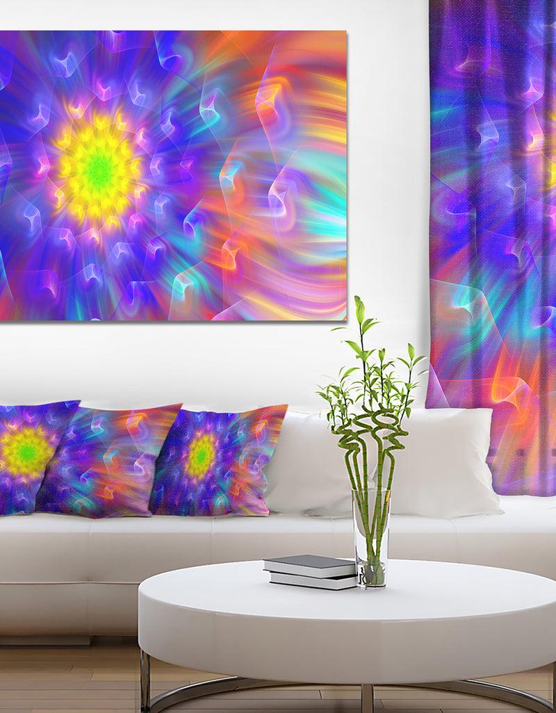 DesignQ Bright Blue Fractal Petals Dandelion - Floral Canvas Wall Art
