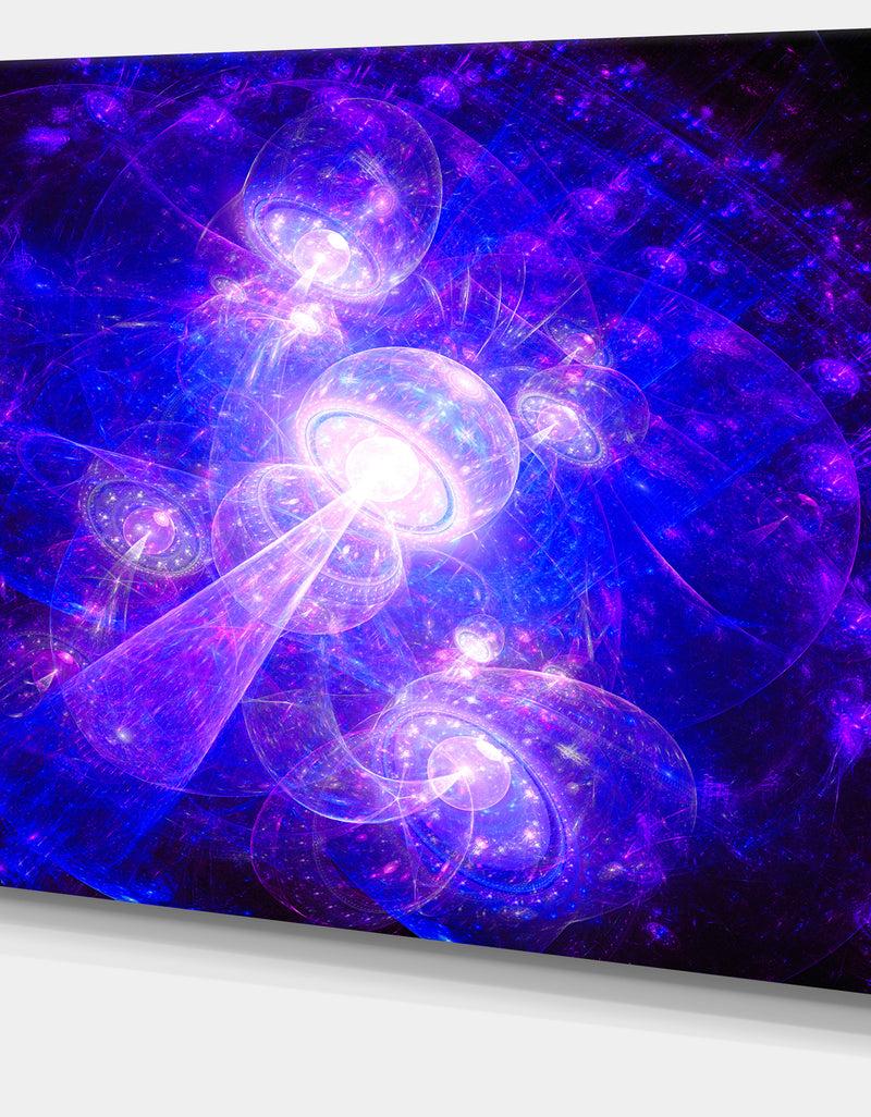 DesignQ Bright Blue Fractal Space Theme - Abstract Wall Art On Canvas