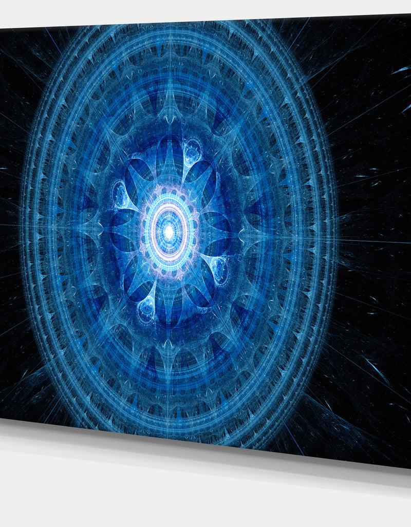 DesignQ Bright Blue Fractal Sphere - Abstract Wall Art Canvas