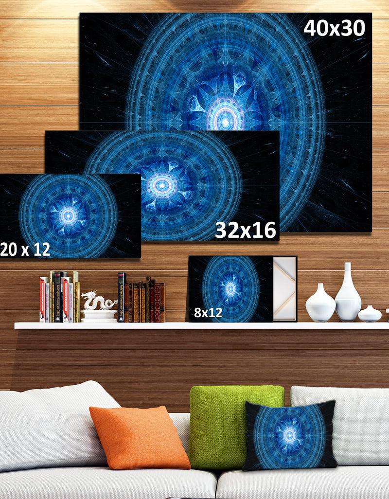 DesignQ Bright Blue Fractal Sphere - Abstract Wall Art Canvas