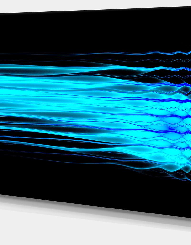 DesignQ Bright Blue Fractal Waves - Extra Large Abstract Canvas Art Print