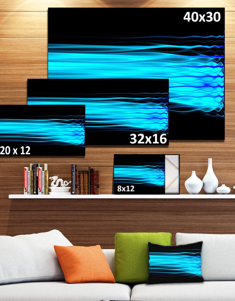 DesignQ Bright Blue Fractal Waves - Extra Large Abstract Canvas Art Print