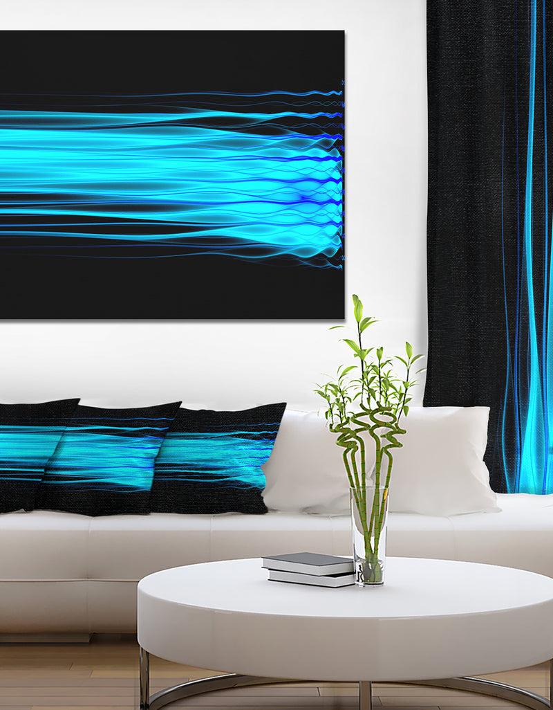 DesignQ Bright Blue Fractal Waves - Extra Large Abstract Canvas Art Print