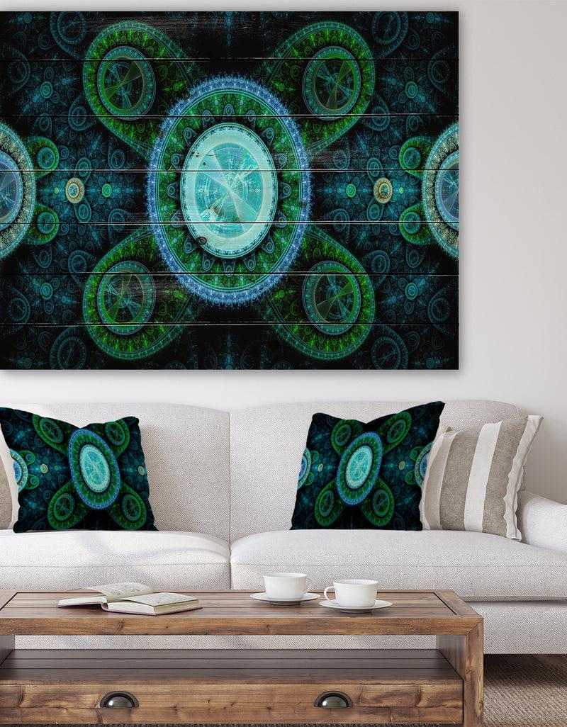 DesignQ Bright Blue Psychedelic Relaxing Art - Abstract Print on Natural Pine Wood