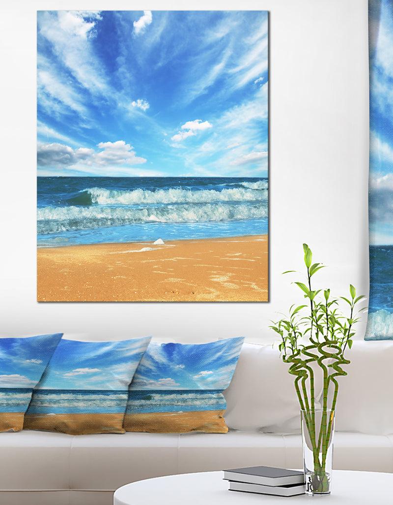 DesignQ Bright Blue Waters and Sky in Beach - Large Seashore Canvas Print