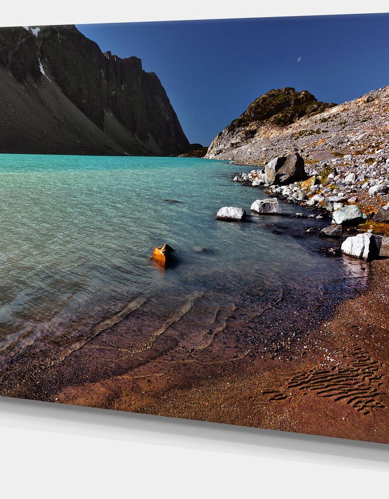 DesignQ Bright Blue Waters Of Mountain Lake - Landscape Artwork Canvas Print
