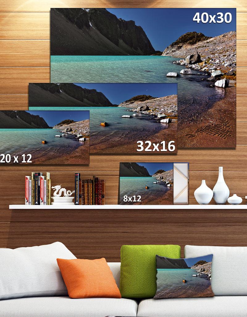 DesignQ Bright Blue Waters Of Mountain Lake - Landscape Artwork Canvas Print