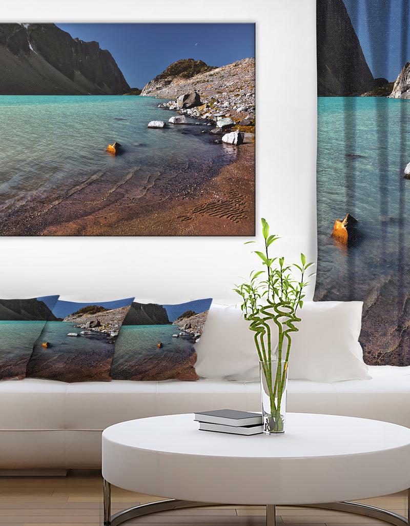 DesignQ Bright Blue Waters of Mountain Lake - Landscape Artwork Canvas Print