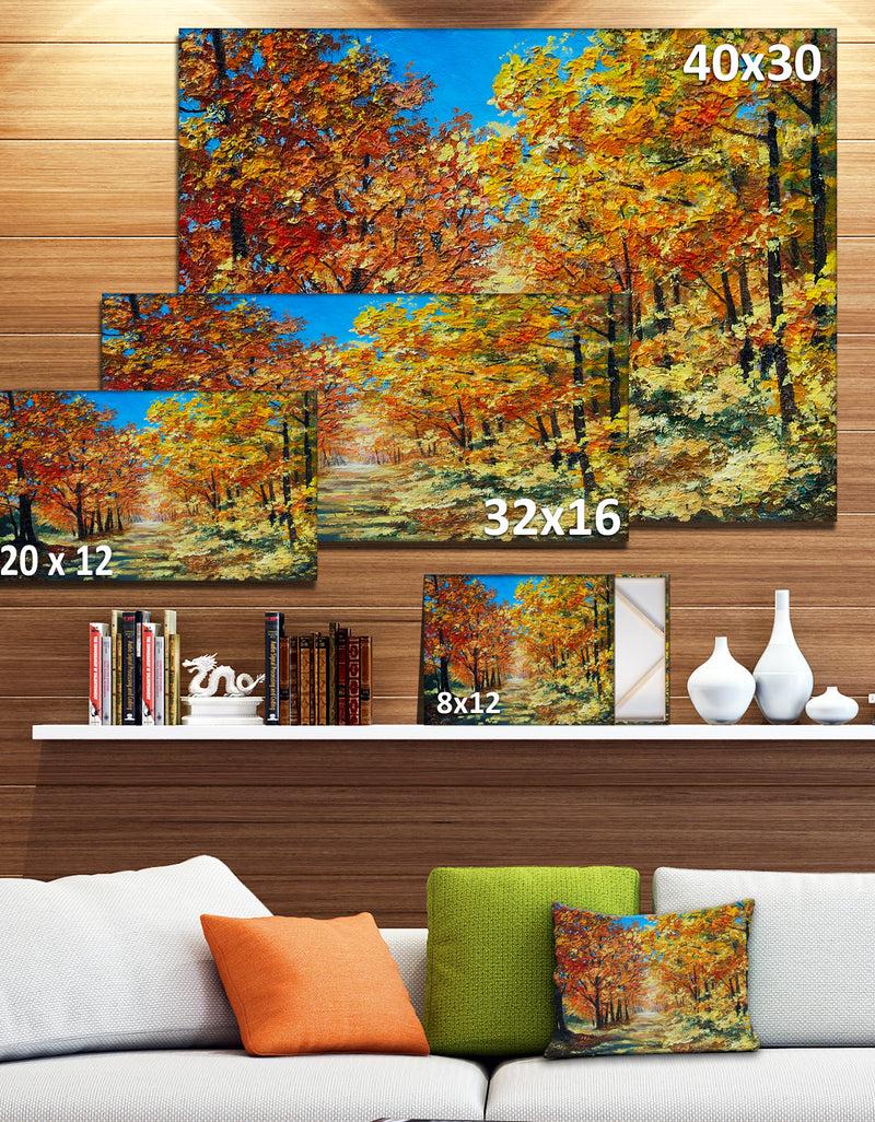 DesignQ Bright Day In Autumn Forest - Landscape Canvas Artwork