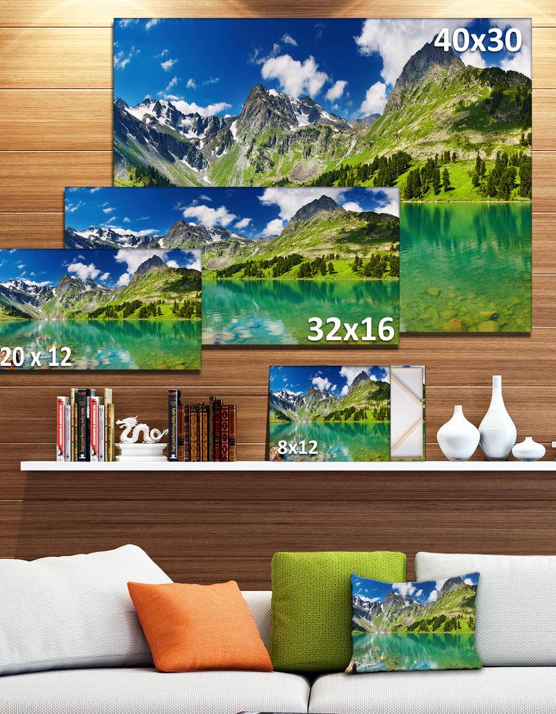DesignQ Bright Day Mountain Lake Photography Canvas Art Print