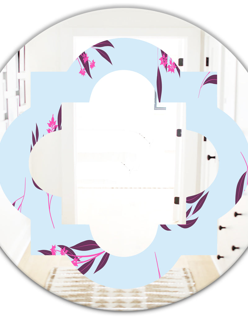 DesignQ Bright Eucalyptus Floral Pattern I - Cottage Round Or Oval Wall Mirror - Quatrefoil