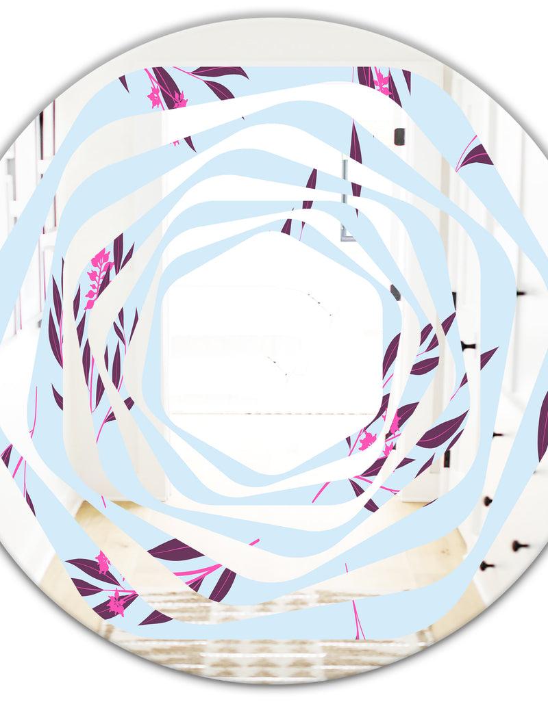 DesignQ Bright Eucalyptus Floral Pattern I - Cottage Round Or Oval Wall Mirror - Whirl