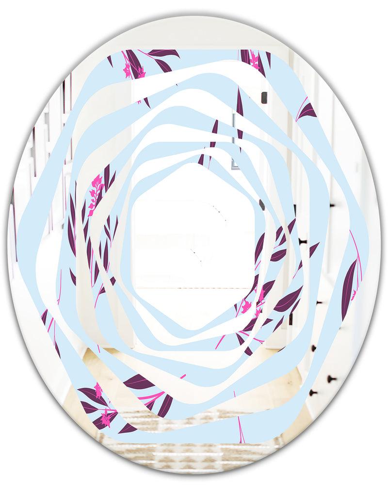 DesignQ Bright Eucalyptus Floral Pattern I - Cottage Round Or Oval Wall Mirror - Whirl