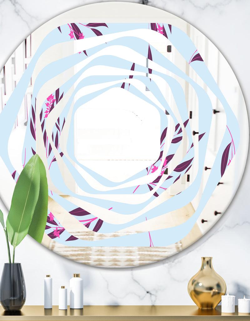 DesignQ Bright Eucalyptus Floral Pattern I - Cottage Round or Oval Wall Mirror - Whirl