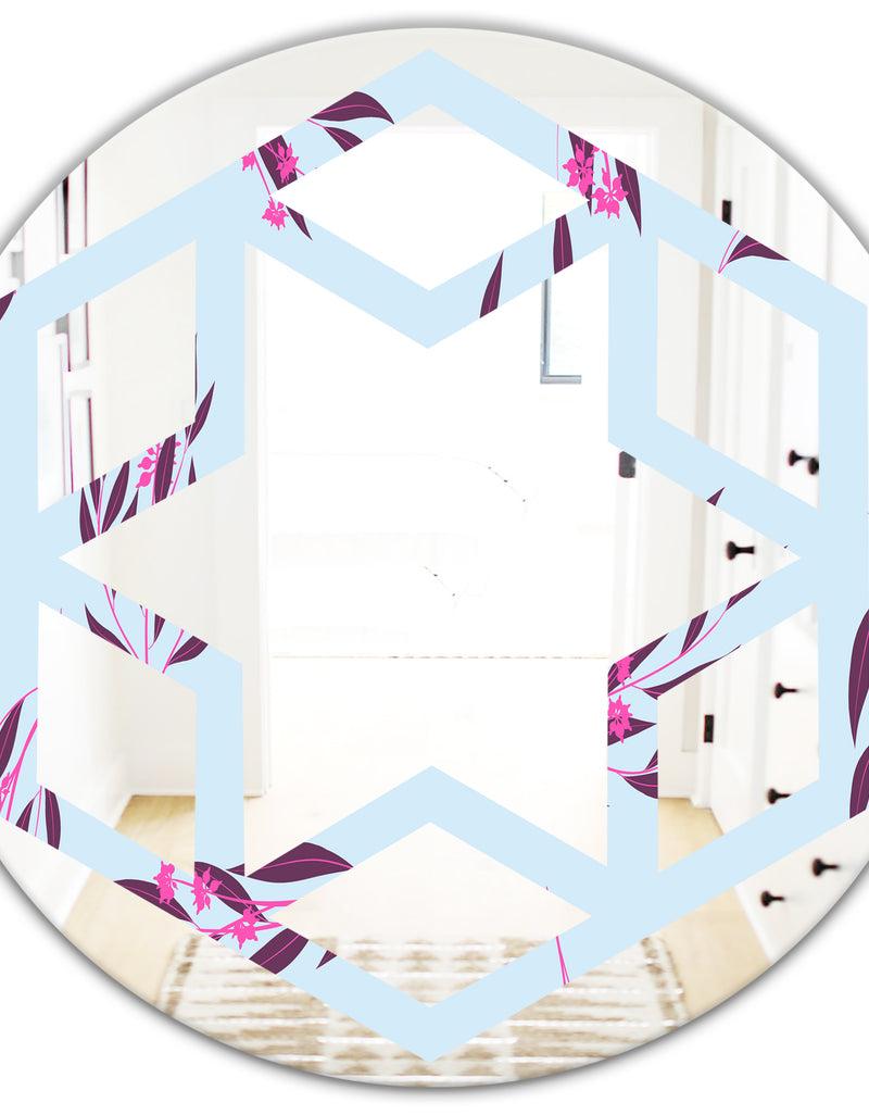 DesignQ Bright Eucalyptus Floral Pattern I - Cottage Round Or Oval Wall Mirror - Hexagon Star