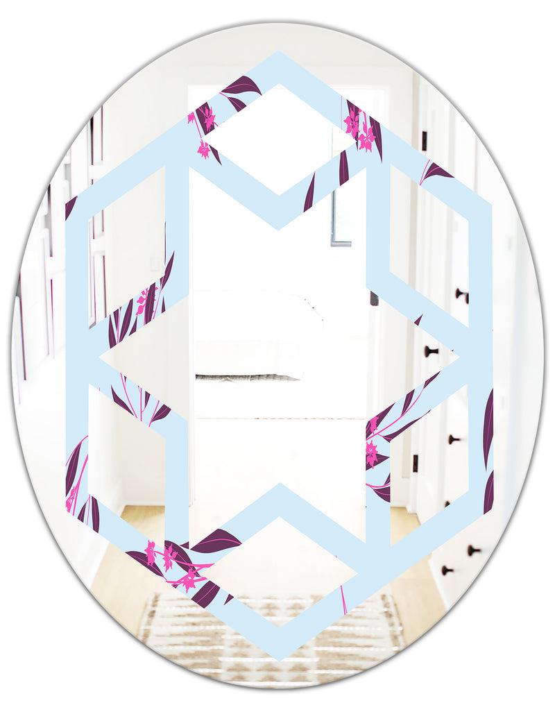 DesignQ Bright Eucalyptus Floral Pattern I - Cottage Round Or Oval Wall Mirror - Hexagon Star