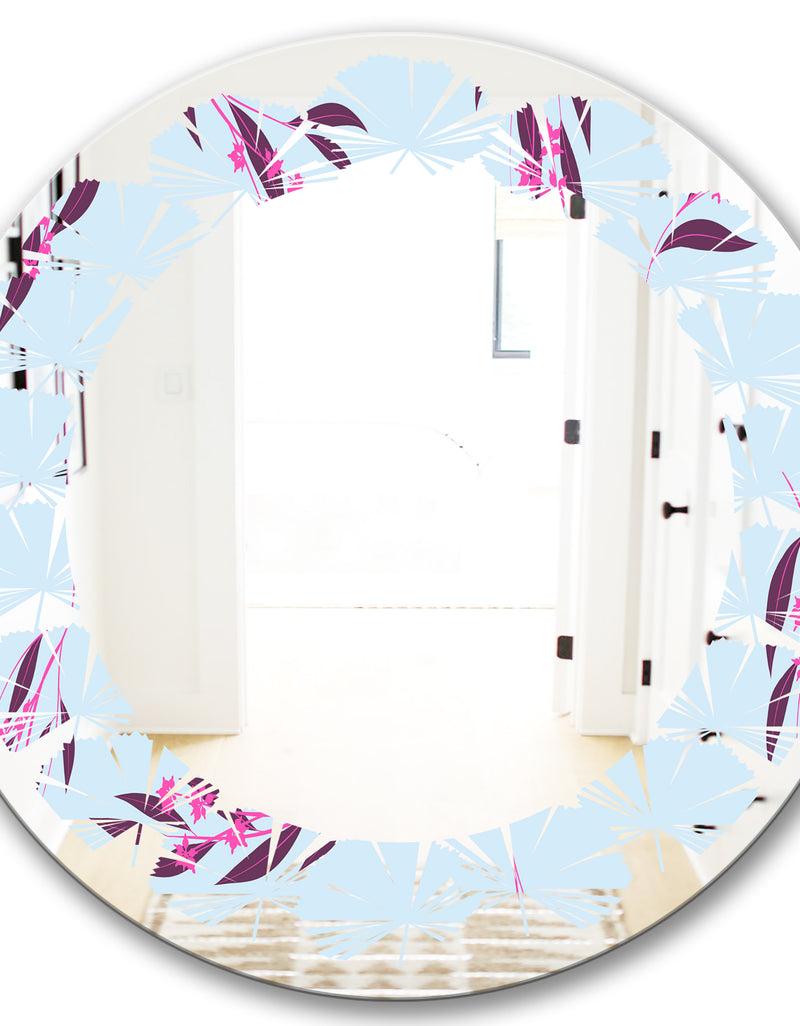 DesignQ Bright Eucalyptus Floral Pattern I - Cottage Round Or Oval Wall Mirror - Leaves